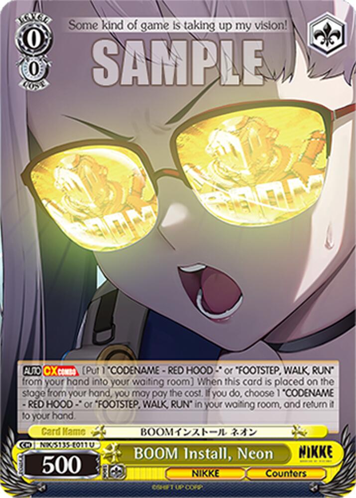 BOOM Install, Neon (GODDESS OF VICTORY: NIKKE Vol.2) — Weiss Schwarz card