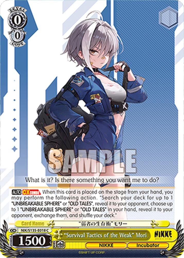 "Survival Tactics of the Weak" Mori (GODDESS OF VICTORY: NIKKE Vol.2) — Weiss Schwarz card