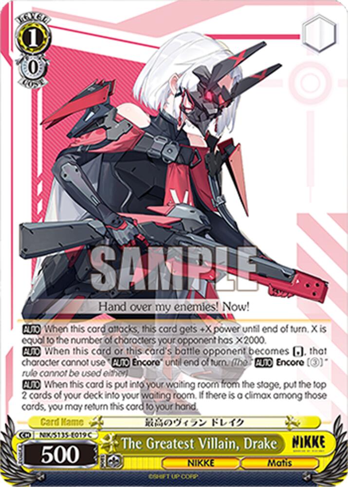 The Greatest Villain, Drake (GODDESS OF VICTORY: NIKKE Vol.2) — Weiss Schwarz card