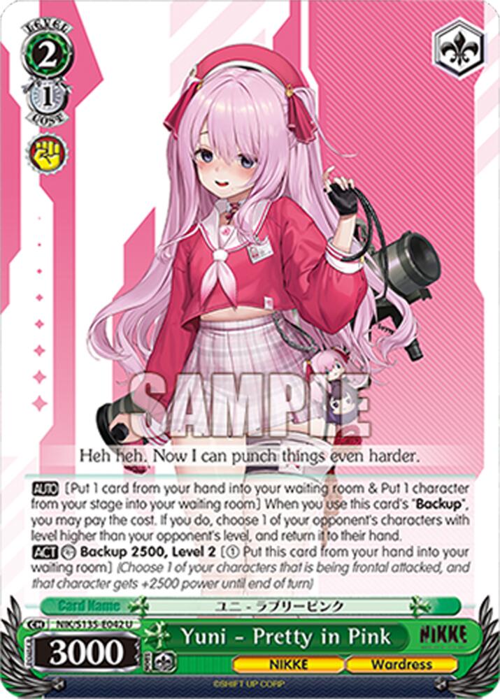 Yuni - Pretty in Pink (GODDESS OF VICTORY: NIKKE Vol.2) — Weiss Schwarz card