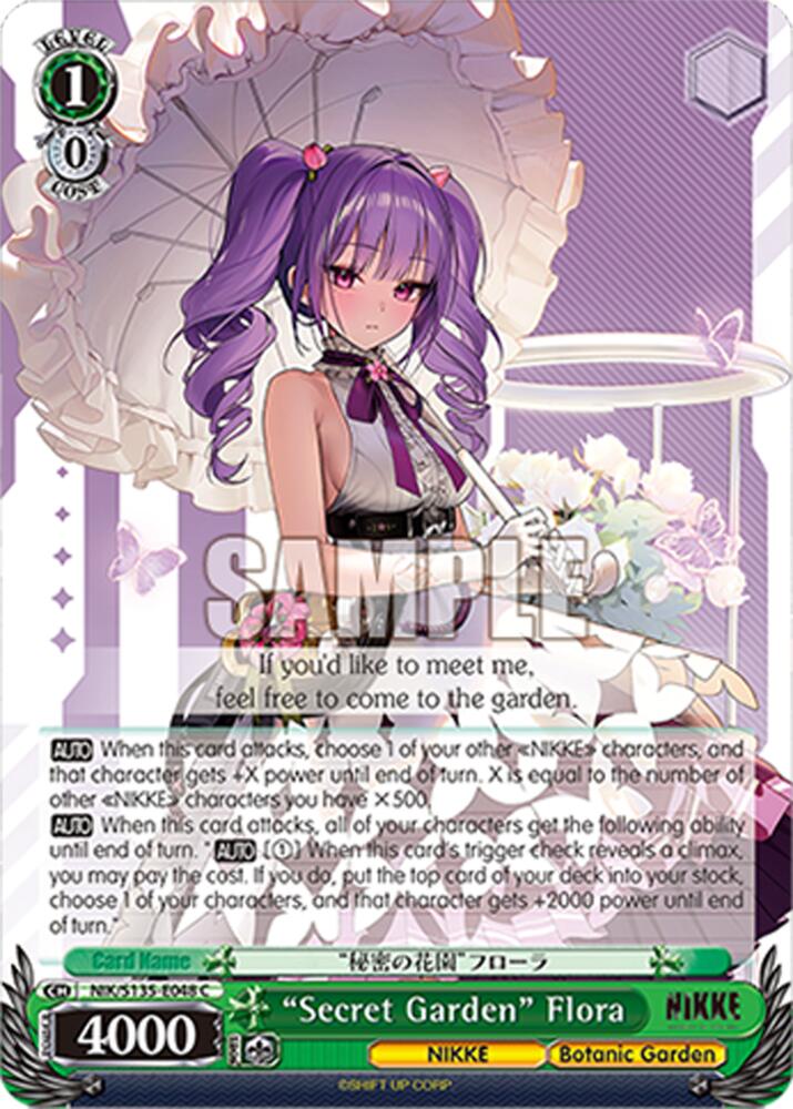 "Secret Garden" Flora (GODDESS OF VICTORY: NIKKE Vol.2) — Weiss Schwarz card