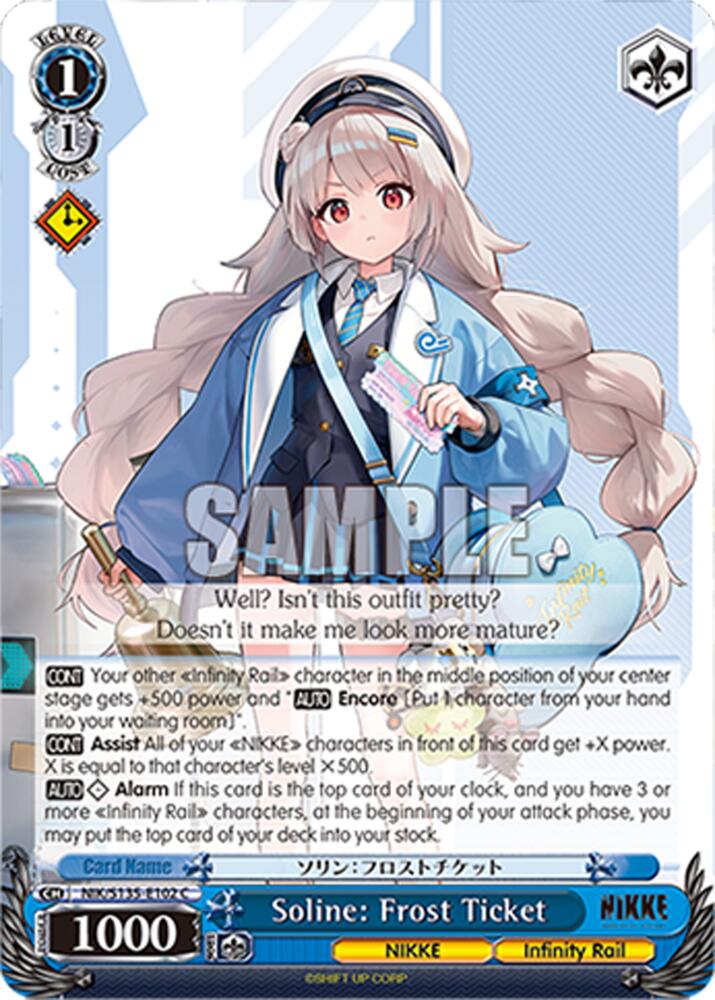 Soline: Frost Ticket (GODDESS OF VICTORY: NIKKE Vol.2) — Weiss Schwarz card