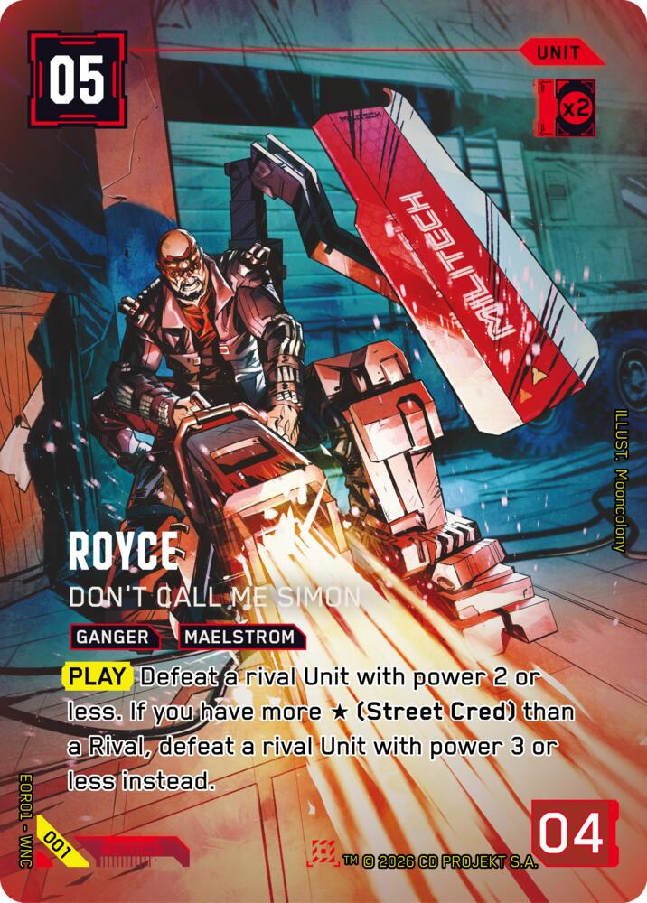 Royce - Don't Call Me Simon (Edgerunner Open Season 1) — Cyberpunk TCG card