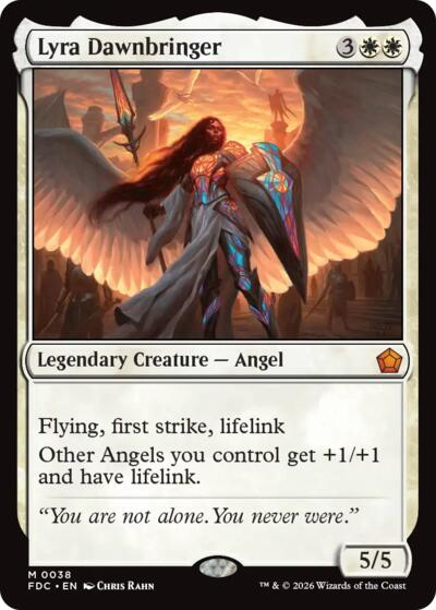 Lyra Dawnbringer from FDC #38, Magic: The Gathering card