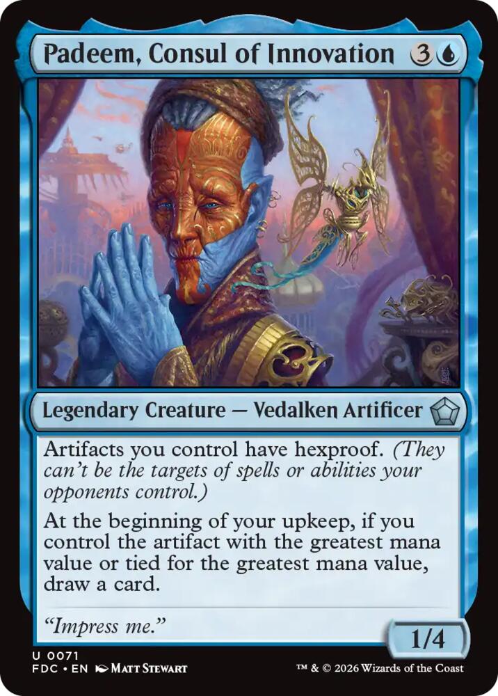 Padeem, Consul of Innovation from Commander: Foundations (FDC) #71, Magic: The Gathering card