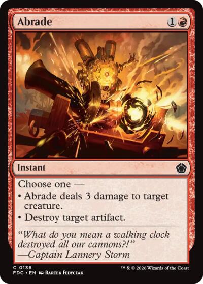 Abrade from FDC #136, Magic: The Gathering card