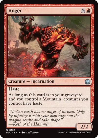 Anger from FDC #137, Magic: The Gathering card