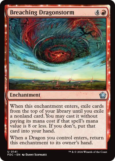 Breaching Dragonstorm from FDC #141, Magic: The Gathering card