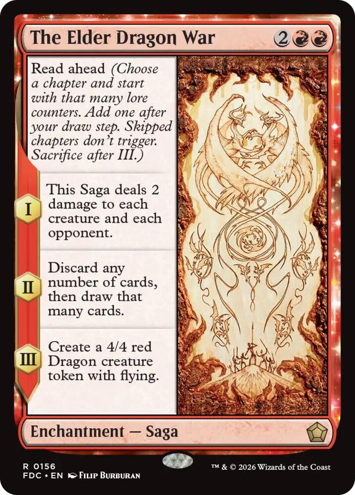 The Elder Dragon War from Commander: Foundations (FDC) #156, Magic: The Gathering card