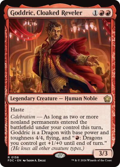 Goddric, Cloaked Reveler from FDC #158, Magic: The Gathering card