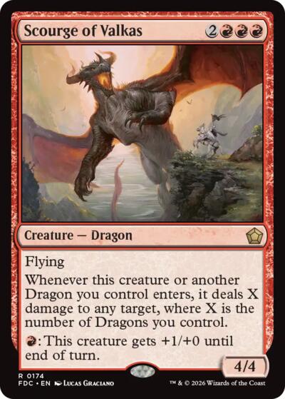 Scourge of Valkas from FDC #174, Magic: The Gathering card