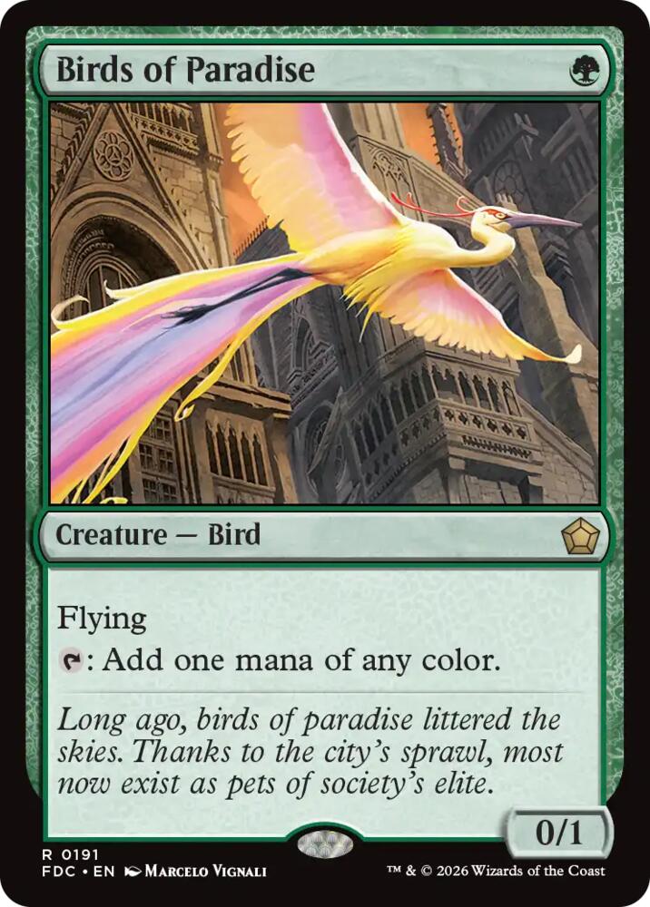 Birds of Paradise from Commander: Foundations (FDC) #191, Magic: The Gathering card