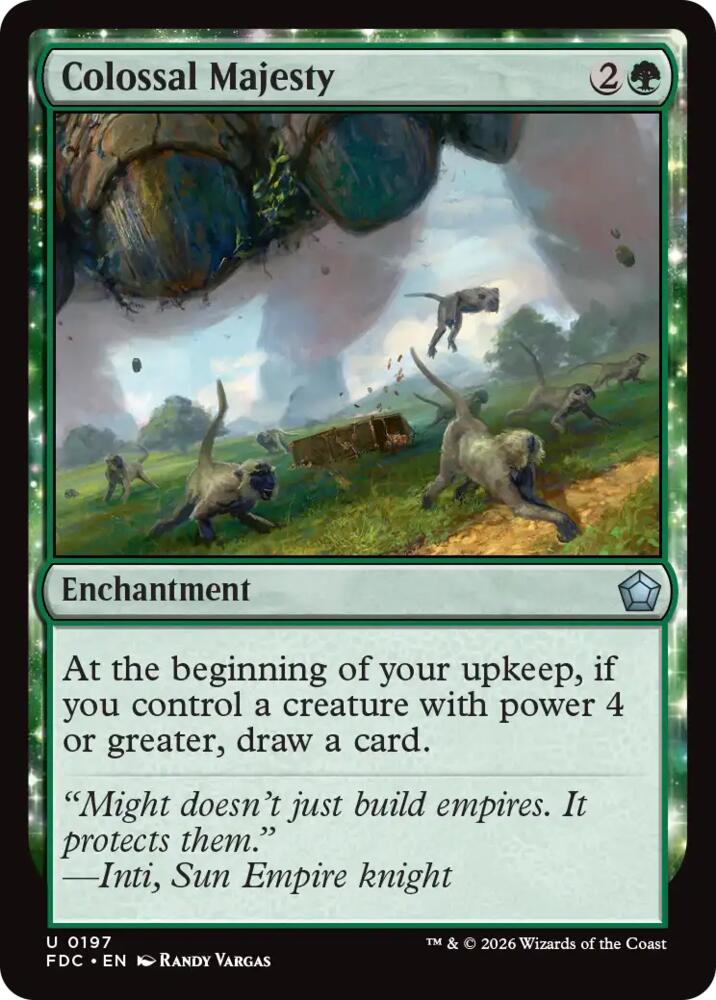 Colossal Majesty from Commander: Foundations (FDC) #197, Magic: The Gathering card