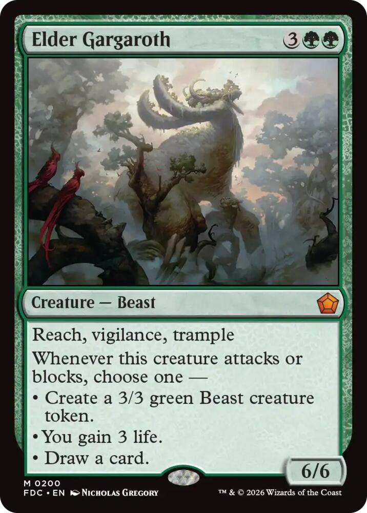 Elder Gargaroth from Commander: Foundations (FDC) #200, Magic: The Gathering card