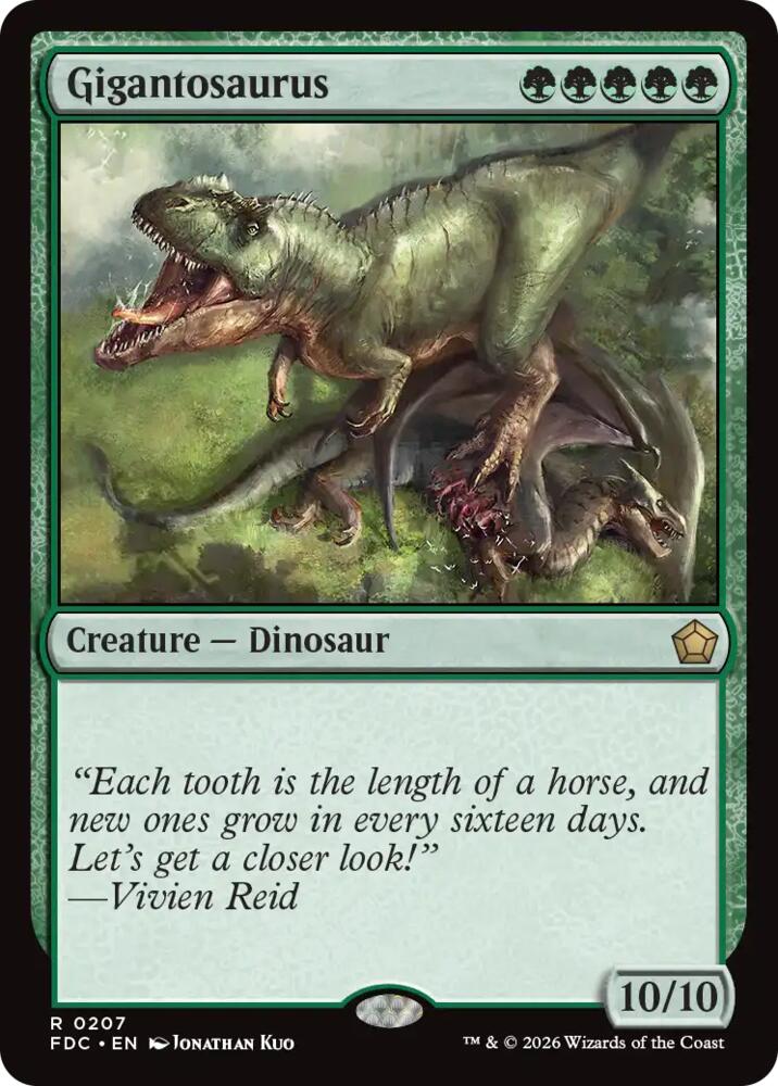 Gigantosaurus from Commander: Foundations (FDC) #207, Magic: The Gathering card