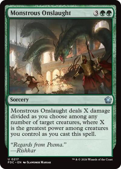 Monstrous Onslaught from FDC #217, Magic: The Gathering card