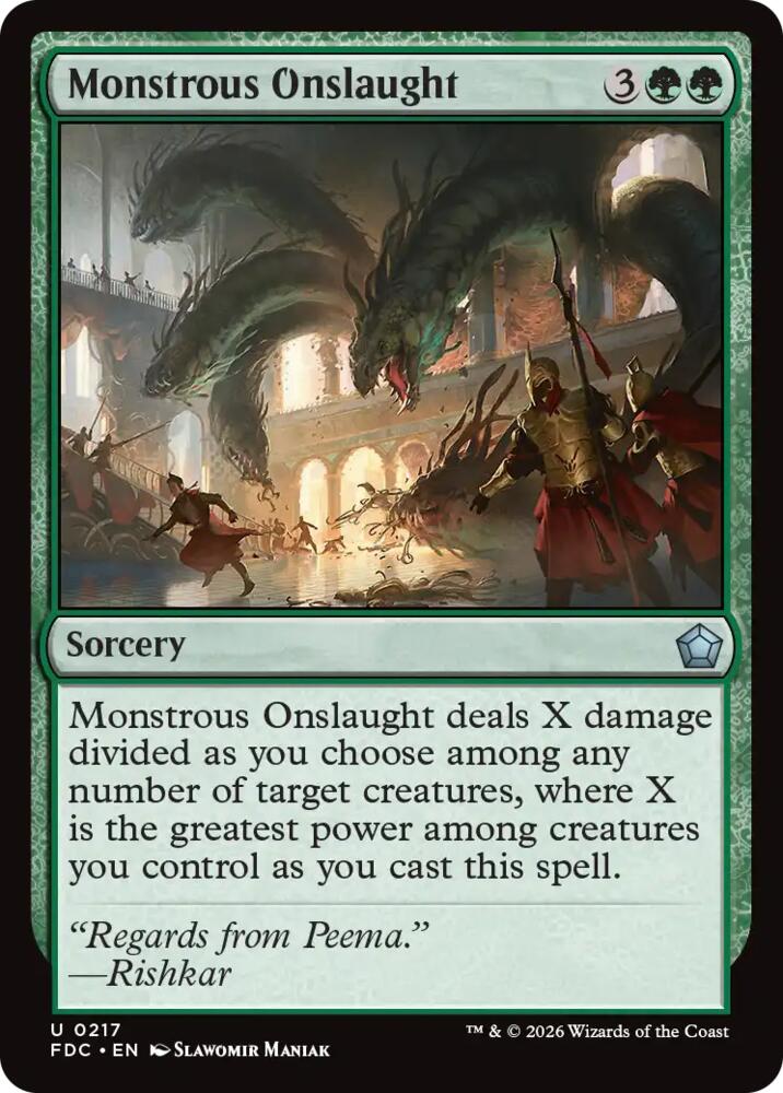 Monstrous Onslaught from Commander: Foundations (FDC) #217, Magic: The Gathering card