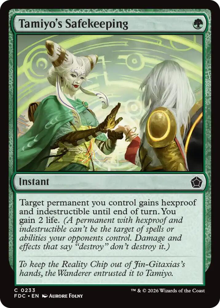 Tamiyo's Safekeeping from Commander: Foundations (FDC) #233, Magic: The Gathering card