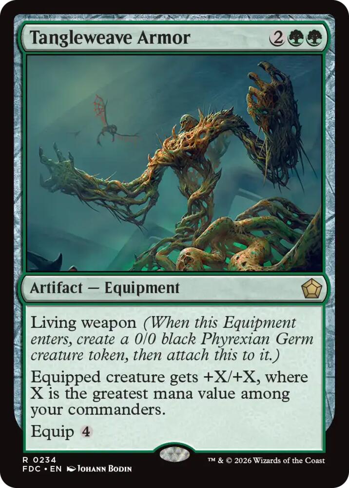 Tangleweave Armor from Commander: Foundations (FDC) #234, Magic: The Gathering card