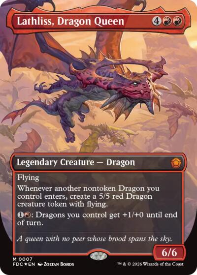 Lathliss, Dragon Queen borderless commander included in Reign of Dragons