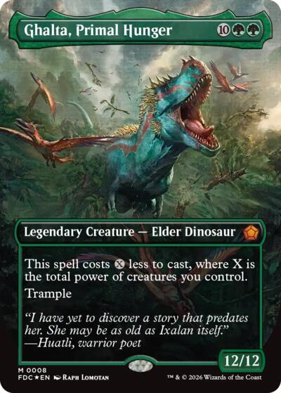 Ghalta, Primal Hunger borderless commander included in Tramplesaurus Rex
