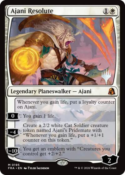 Ajani Resolute (Promo Pack) from PFRA #195p, Magic: The Gathering card
