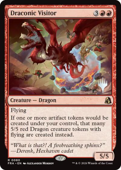 Draconic Visitor (Promo Pack) from PFRA #80p, Magic: The Gathering card