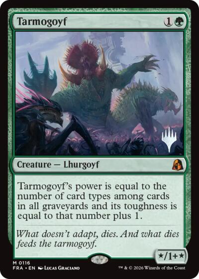 Tarmogoyf (Promo Pack) from PFRA #116p, Magic: The Gathering card