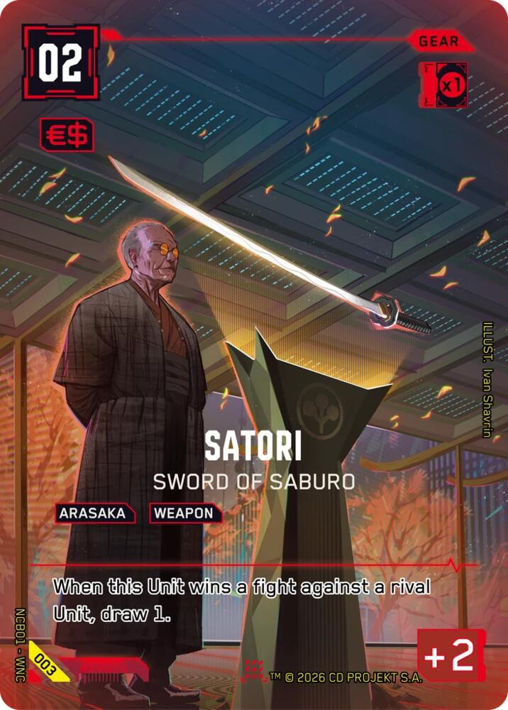 Satori - Sword of Saburo (Night City Brawl Season 1) — Cyberpunk TCG card