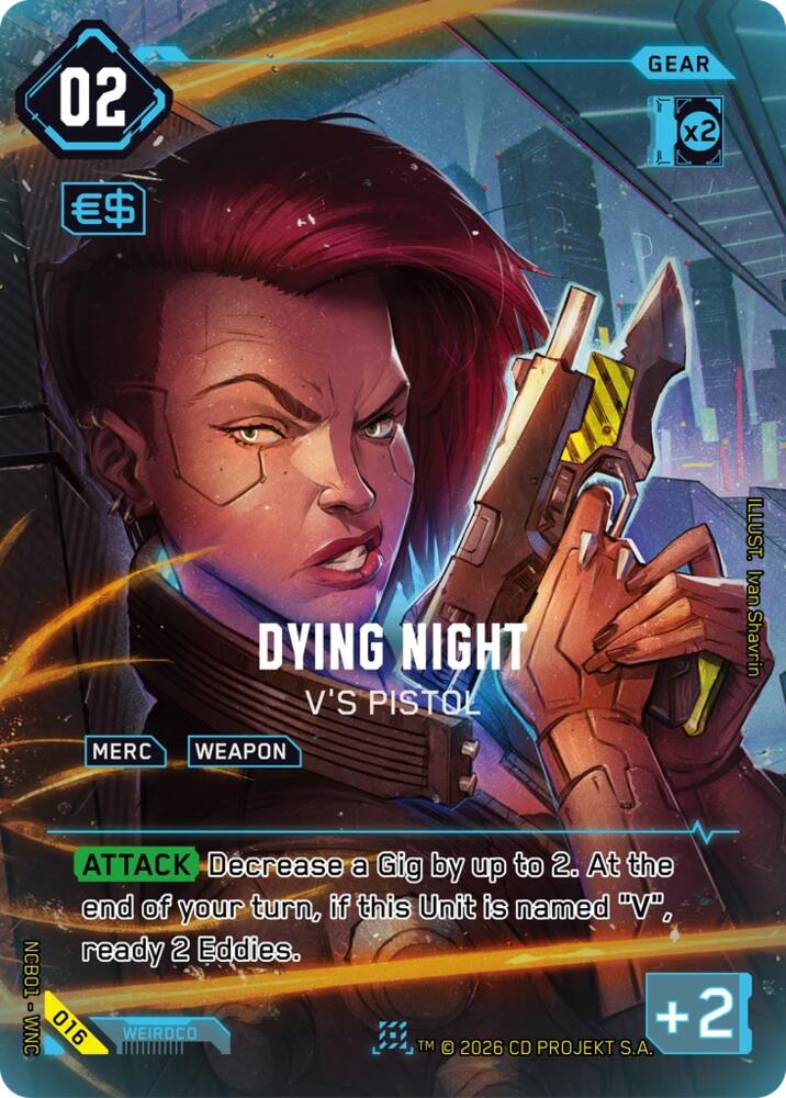 Dying Night - V's Pistol (Night City Brawl Season 1) — Cyberpunk TCG card