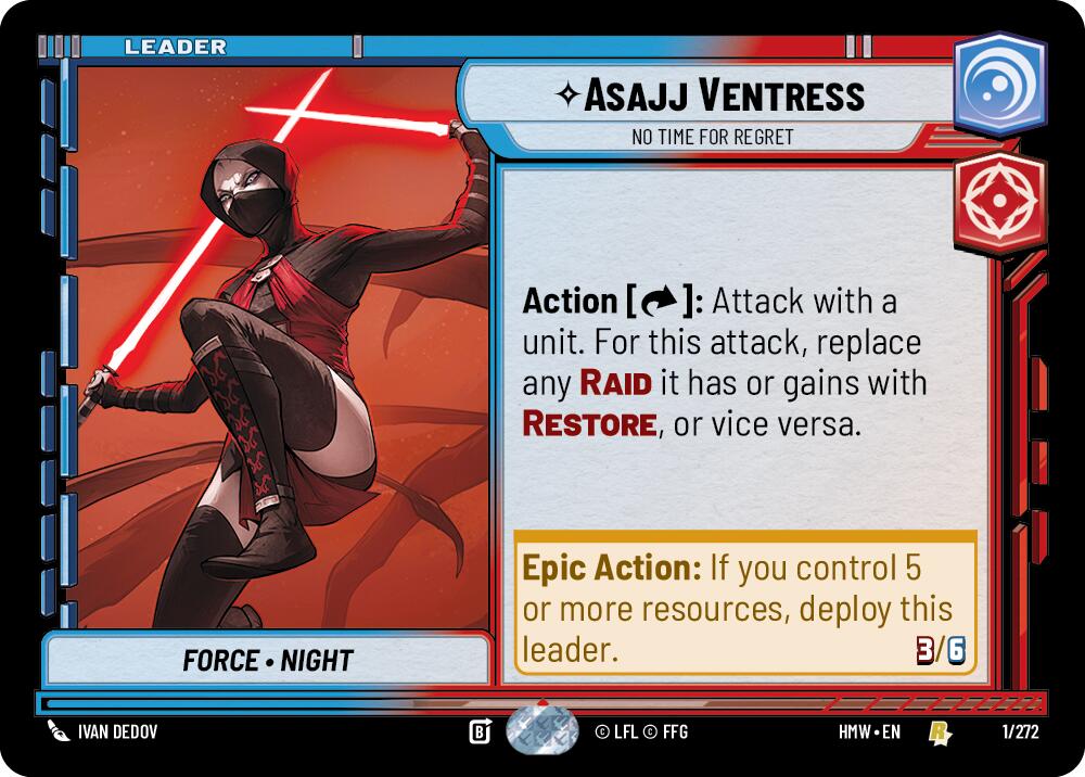 Asajj Ventress - No Time For Regret – Homeworlds #1/272 Star Wars: Unlimited card