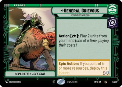 General Grievous - Separatist Warlord – Homeworlds #8/272 Star Wars: Unlimited card