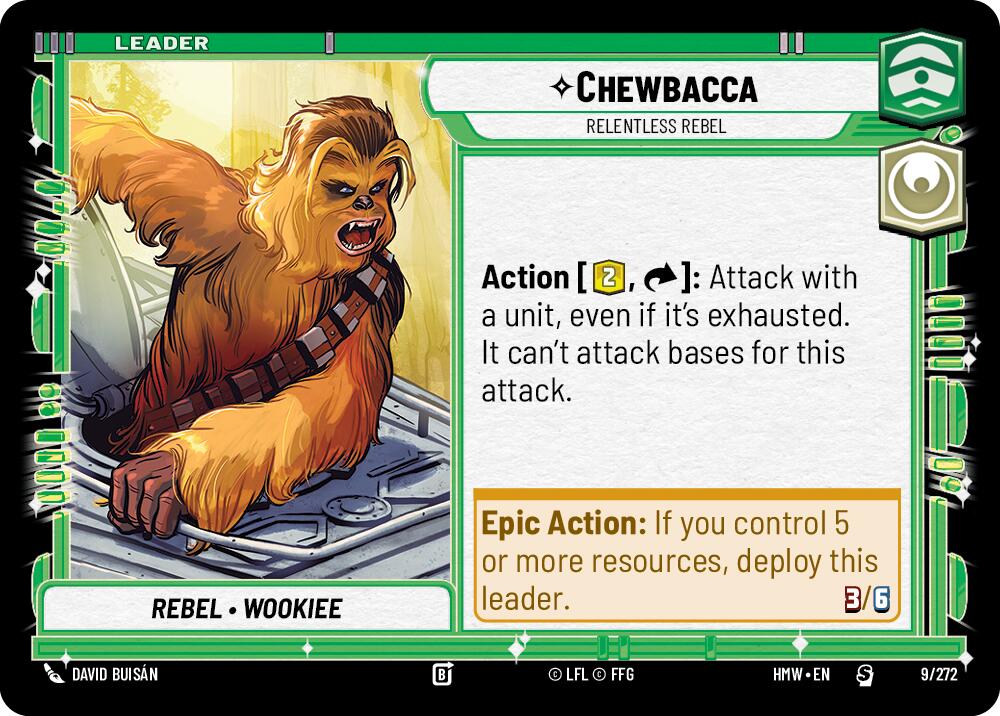 Chewbacca - Relentless Rebel – Homeworlds #9/272 Star Wars: Unlimited card