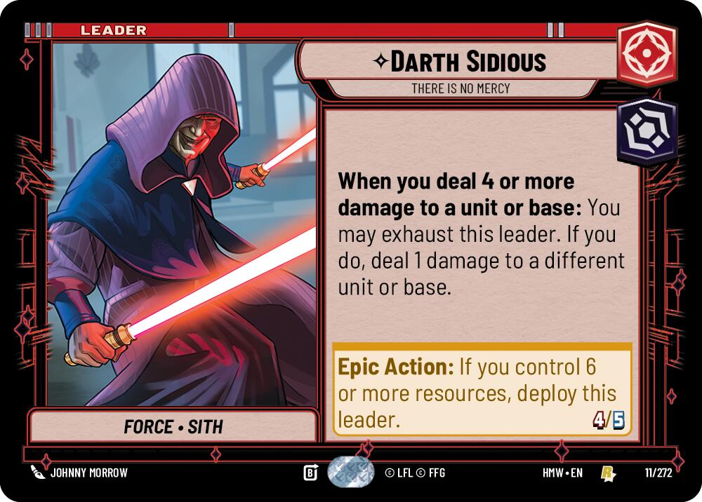 Darth Sidious - There Is No Mercy – Homeworlds #11/272 Star Wars: Unlimited card