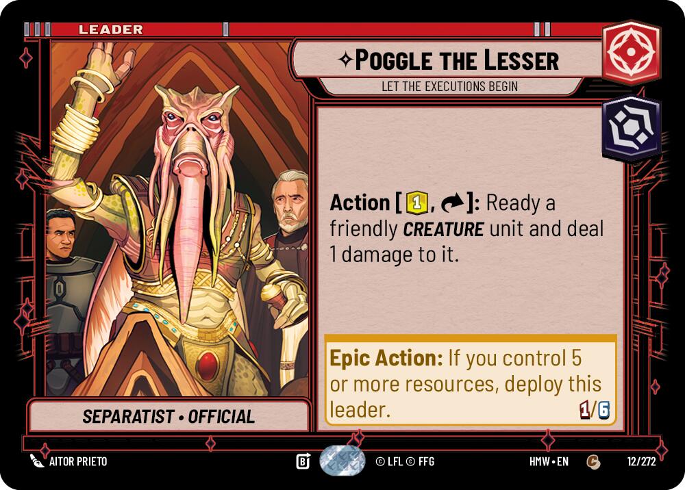 Poggle the Lesser - Let the Executions Begin – Homeworlds #12/272 Star Wars: Unlimited card