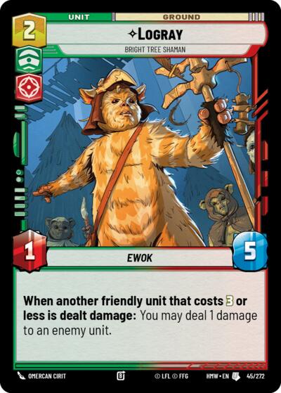 Logray - Bright Tree Shaman – Homeworlds #45/272 Star Wars: Unlimited card
