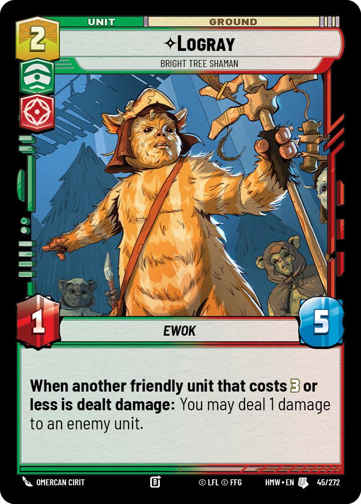 Logray - Bright Tree Shaman – Homeworlds #45/272 Star Wars: Unlimited card