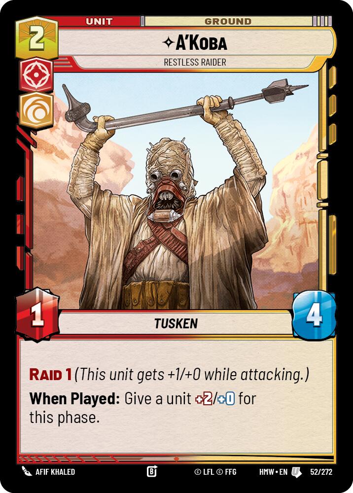 A'Koba - Restless Raider – Homeworlds #52/272 Star Wars: Unlimited card