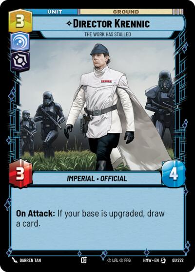 Director Krennic - The Work Has Stalled – Homeworlds #61/272 Star Wars: Unlimited card