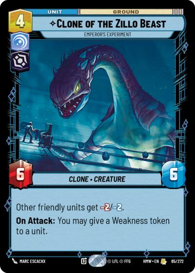 Clone of the Zillo Beast - Emperor's Experiment – Homeworlds #65/272 Star Wars: Unlimited card
