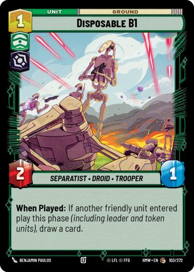 Disposable B1 – Homeworlds #103/272 Star Wars: Unlimited card