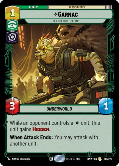 Garnac - Let the Hunt Begin! – Homeworlds #104/272 Star Wars: Unlimited card