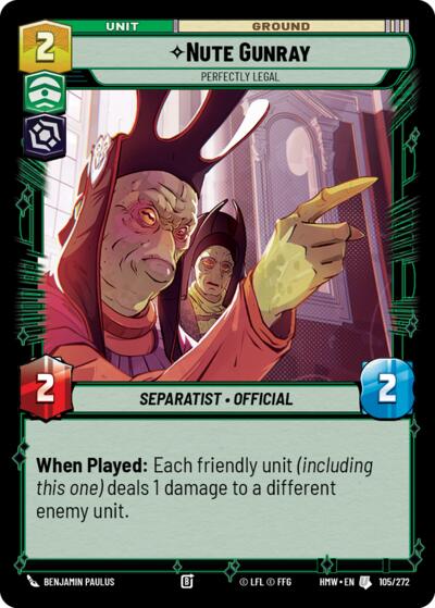 Nute Gunray - Perfectly Legal – Homeworlds #105/272 Star Wars: Unlimited card