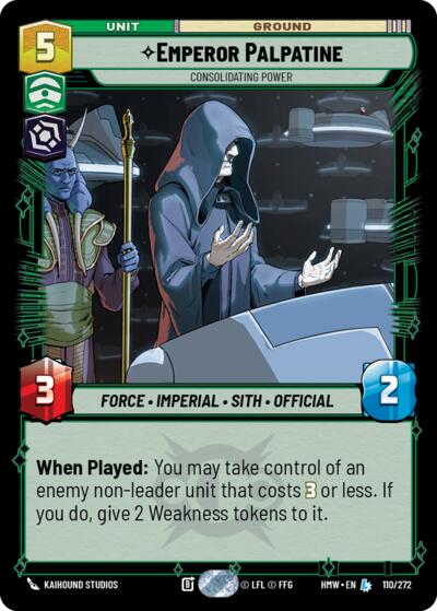 Emperor Palpatine - Consolidating Power – Homeworlds #110/272 Star Wars: Unlimited card
