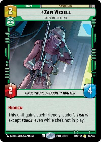 Zam Wesell - Not What She Seems – Homeworlds #134/272 Star Wars: Unlimited card