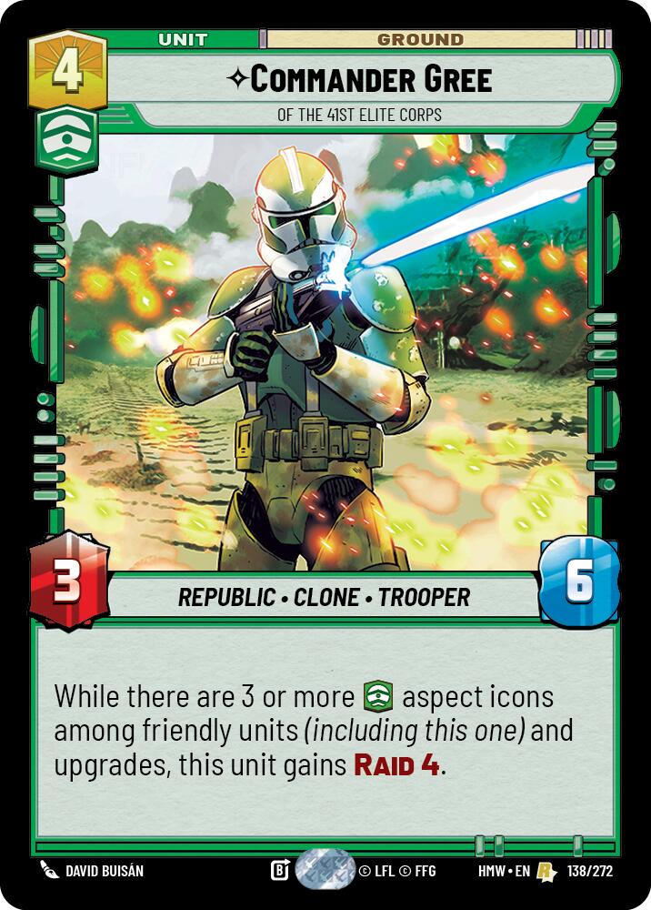 Commander Gree - Of the 41st Elite Corps – Homeworlds #138/272 Star Wars: Unlimited card