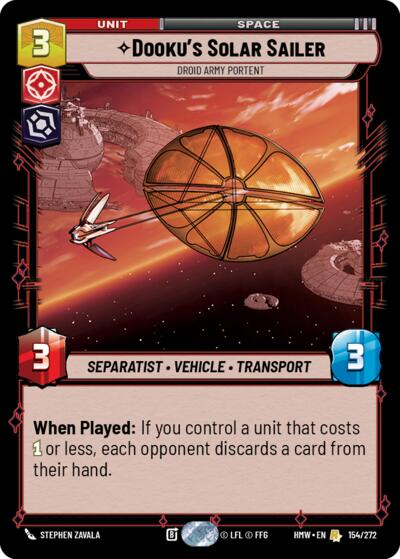 Dooku's Solar Sailer - Droid Army Portent – Homeworlds #154/272 Star Wars: Unlimited card