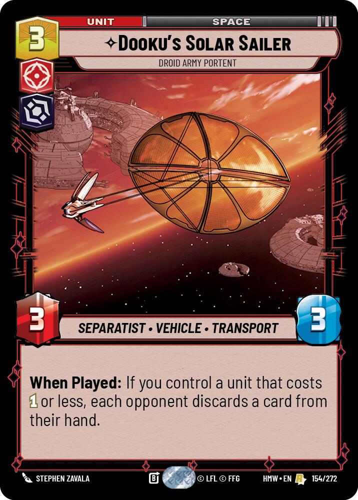 Dooku's Solar Sailer - Droid Army Portent – Homeworlds #154/272 Star Wars: Unlimited card