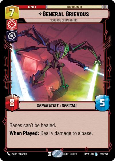 General Grievous - Scourge of Dathomir – Homeworlds #159/272 Star Wars: Unlimited card