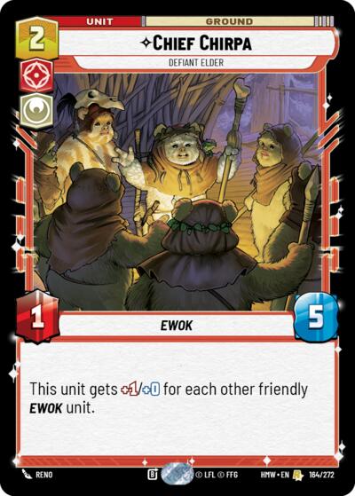 Chief Chirpa - Defiant Elder – Homeworlds #164/272 Star Wars: Unlimited card